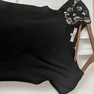 Elegant Black Dress with Jeweled Shoulder